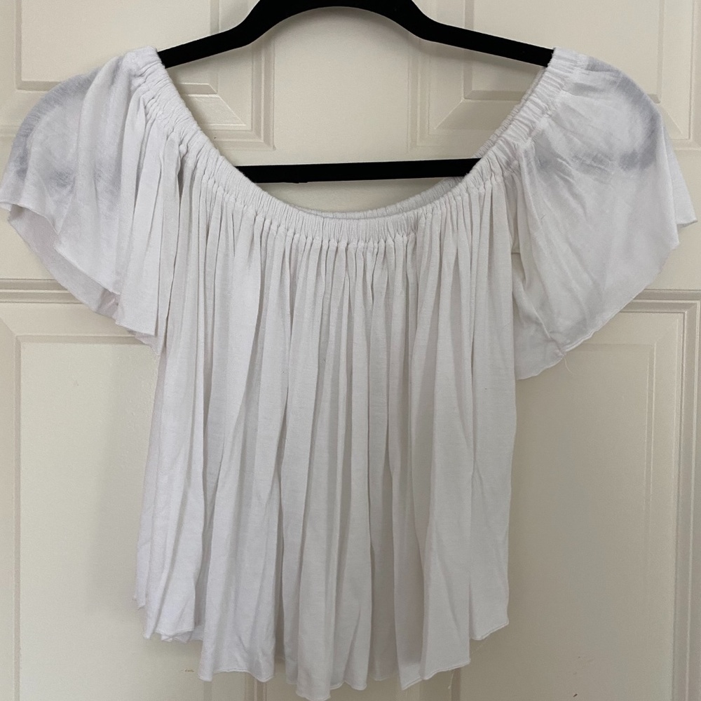 White Urban Outfitters Off the Shoulder Tee